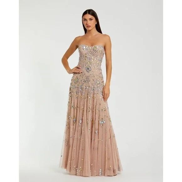 Mac Duggal 10100 Sz 12 Rose Pink Strapless Sweetheart Embellished Gown $698 - Picture 3 of 8